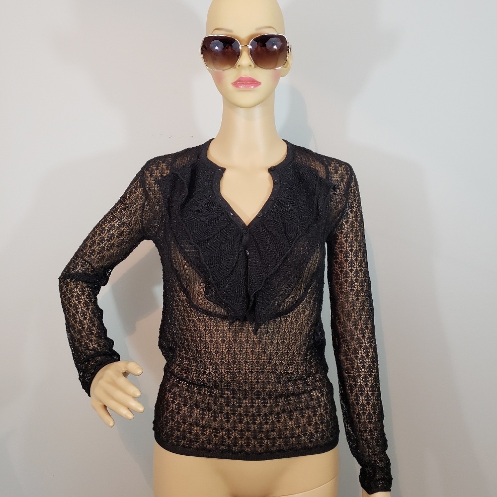 Ralph Lauren Lace Ruffled Neck Long Sleeve top